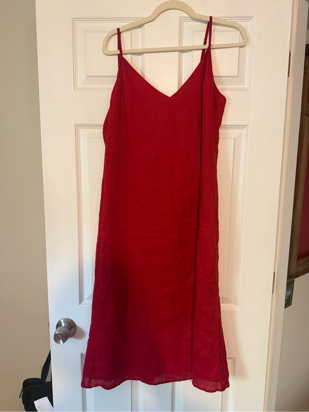 Red Linen Midi Dress - Reformation
